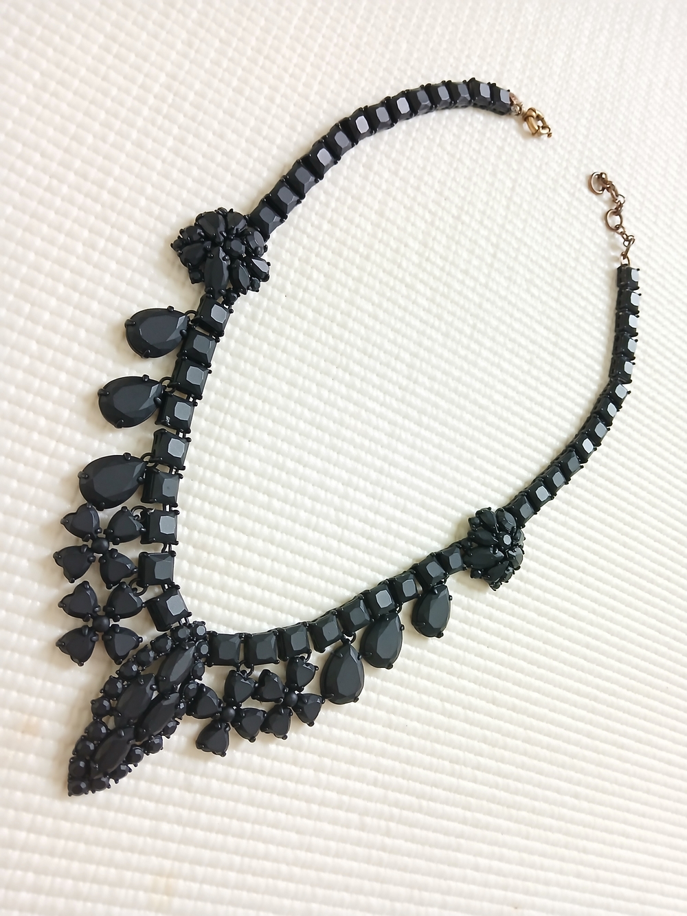 JCrew Black matt rhinestones necklace, Statement Piece, like new